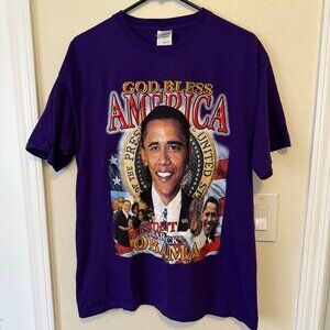 Vintage Obama "God Bless America" Purple T-Shirt Sz L